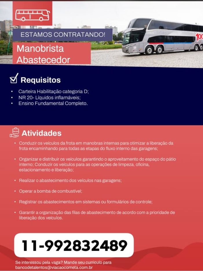 Vagas de Emprego na Viação Cometa em 2025