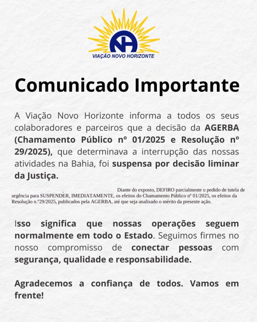 suspensão da viação novo horizonte
